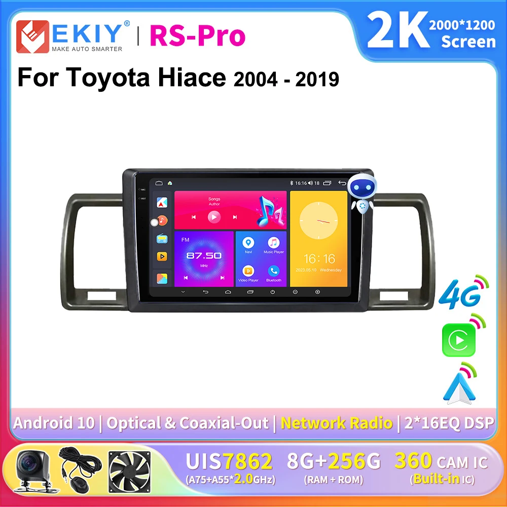 

EKIY 2K Screen CarPlay Radio For Toyota Hiace 2004 - 2019 Android Auto 4G Car Multimedia GPS Player Autoradio Stereo Navigation