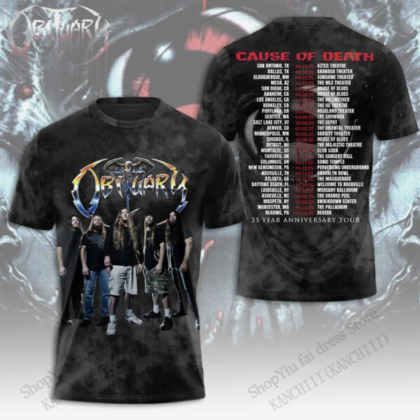 روك نعي الفرقة ثلاثية الأبعاد الجرافيك تي شيرت مطبوع الرجال النساء موضة قصيرة الأكمام التي شيرت الاطفال الهيب هوب القمم المحملة القوطية الملابس جديد 2025