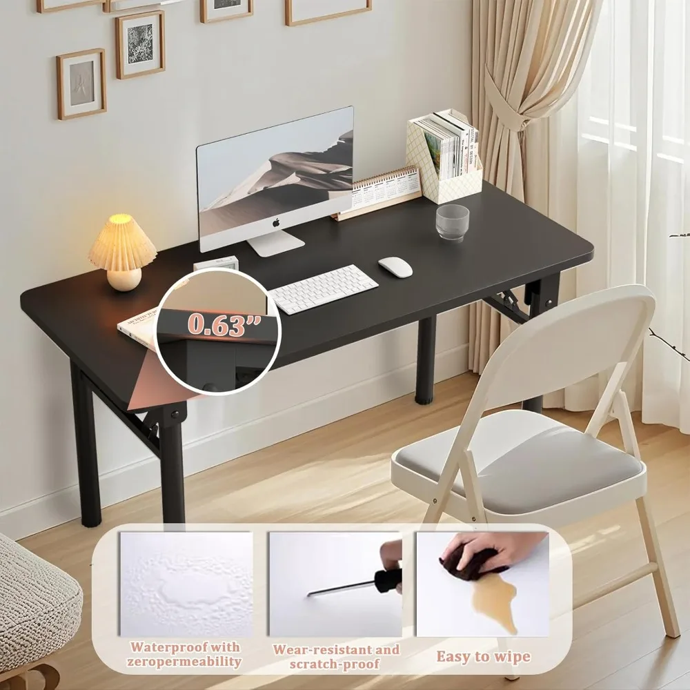طاولة دراسة مكتب الكمبيوتر لا تتطلب التجميع، طاولة قابلة للطي لتوفير مساحة الكمبيوتر للمكتب المنزلي