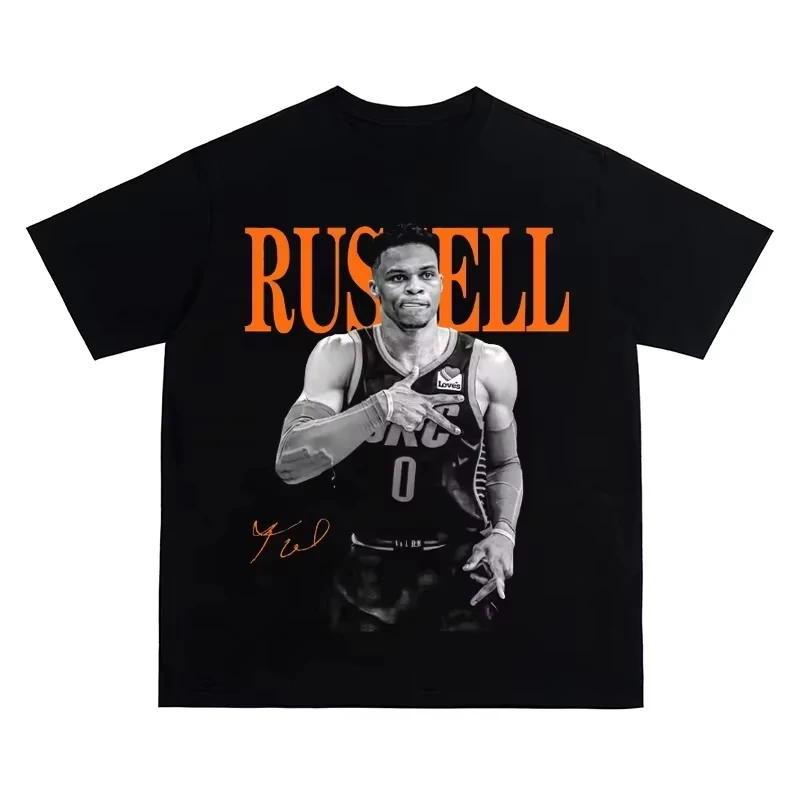Camiseta Russell Westbrook para hombre y mujer, camiseta gráfica de baloncesto, ropa de calle, camiseta holgada para fanáticos, estilo Harajuku, Top moderno a la moda