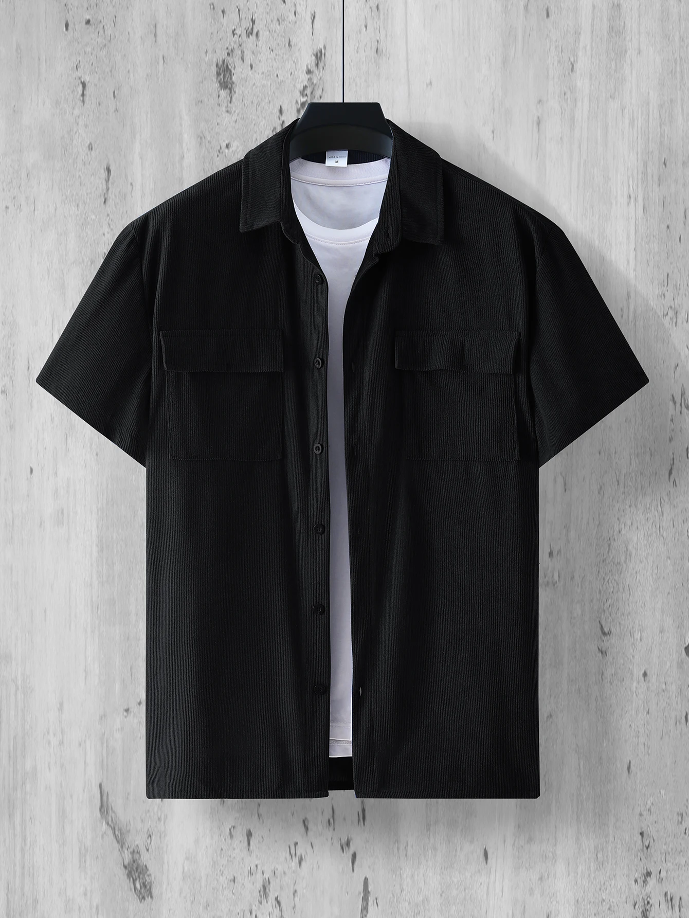 

2025 новый мужской вельветовый свободный повседневный дышащий топ с короткими рукавами и двойными карманами для повседневной носки