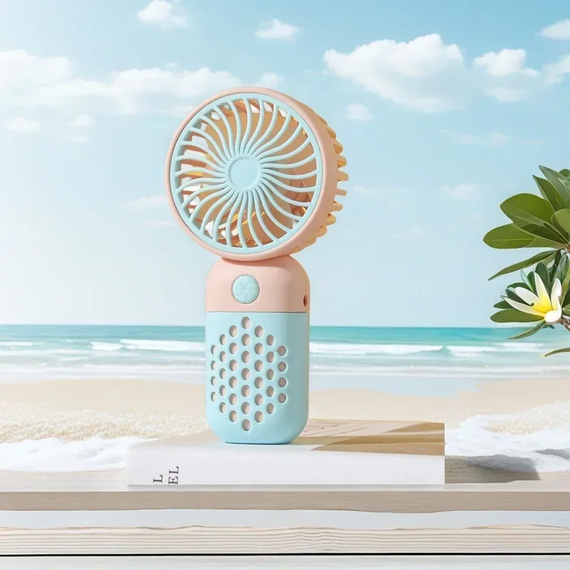 New Handheld Charging Fan Cartoon Cute Small Student Charging Small Fan Portable Mini USB Fan Mini Pocket