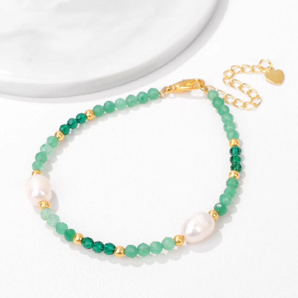 3mm Smoky Quartzs Beads Heart Chain Bracelet Natural Pearl Zircon Crystal Faceted Bead Bracelets For Women Men Exquisite Jewelry