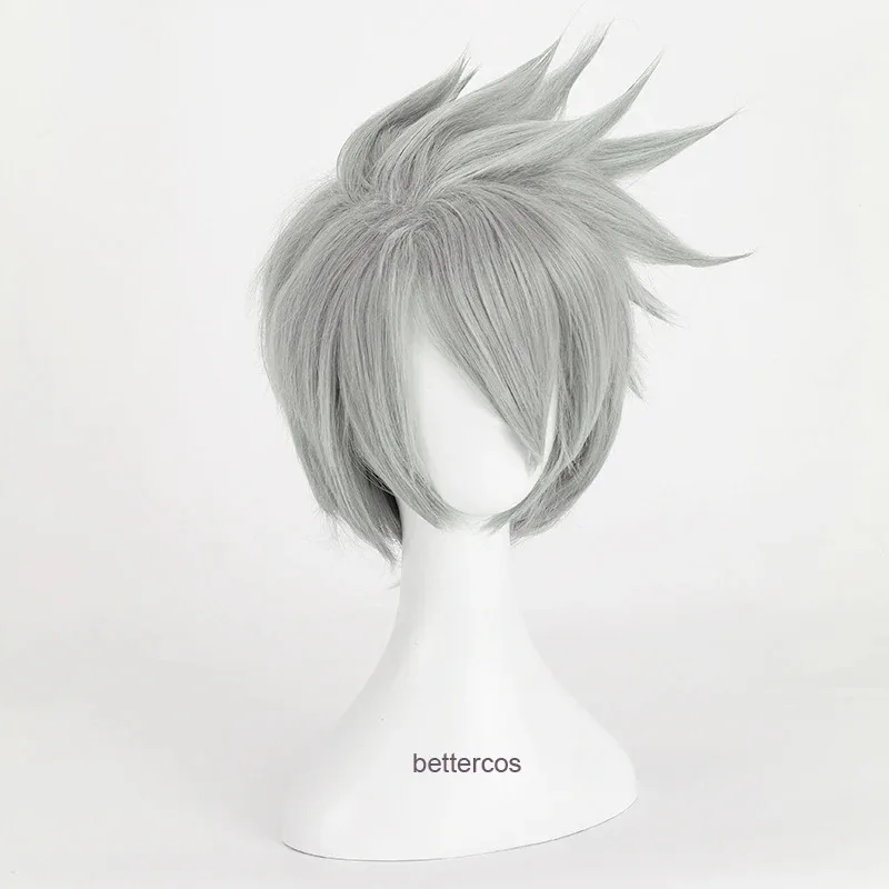 

COSda@Hatake Kakashi Cosplay Wigs Short Layered Silver Grey Heat Resistant Synthetic Hair Wig + Wig CapCOSda@