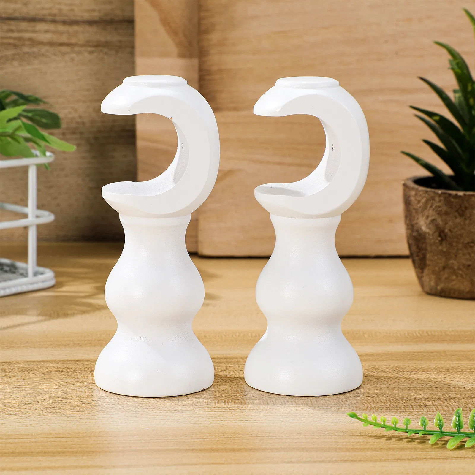 2Pcs Solid Wood Curtain Rod Holders Set Natural Wood Brackets Wall Mounted for Bedroom Living Room Curtain Rod Mounting Hardware