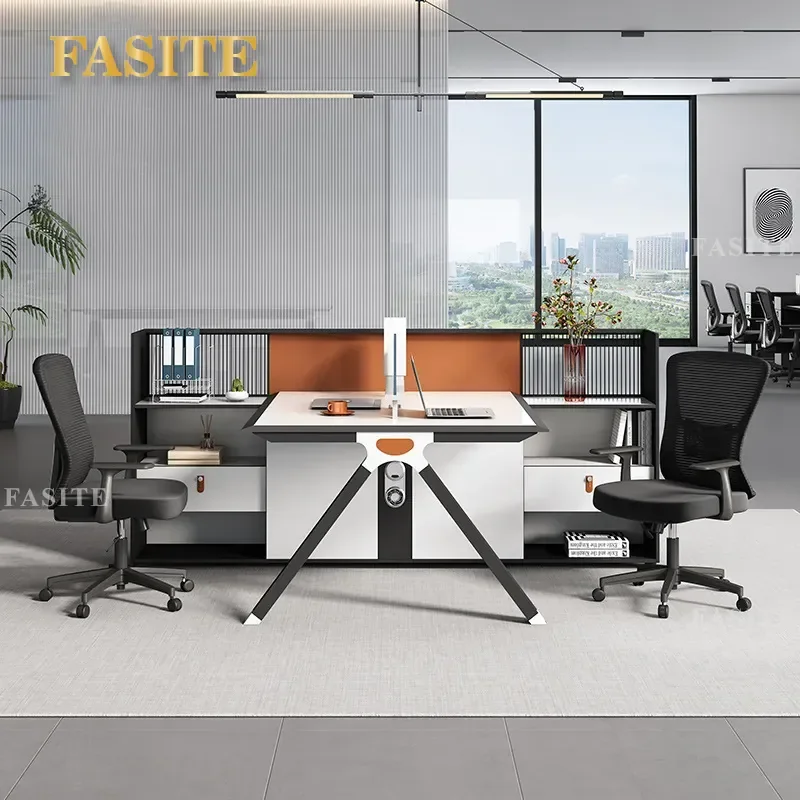 For 4 Person Office Desk Modern Simple Financial Accounting Staff Workstation Computer Desk and Chair Combination Space