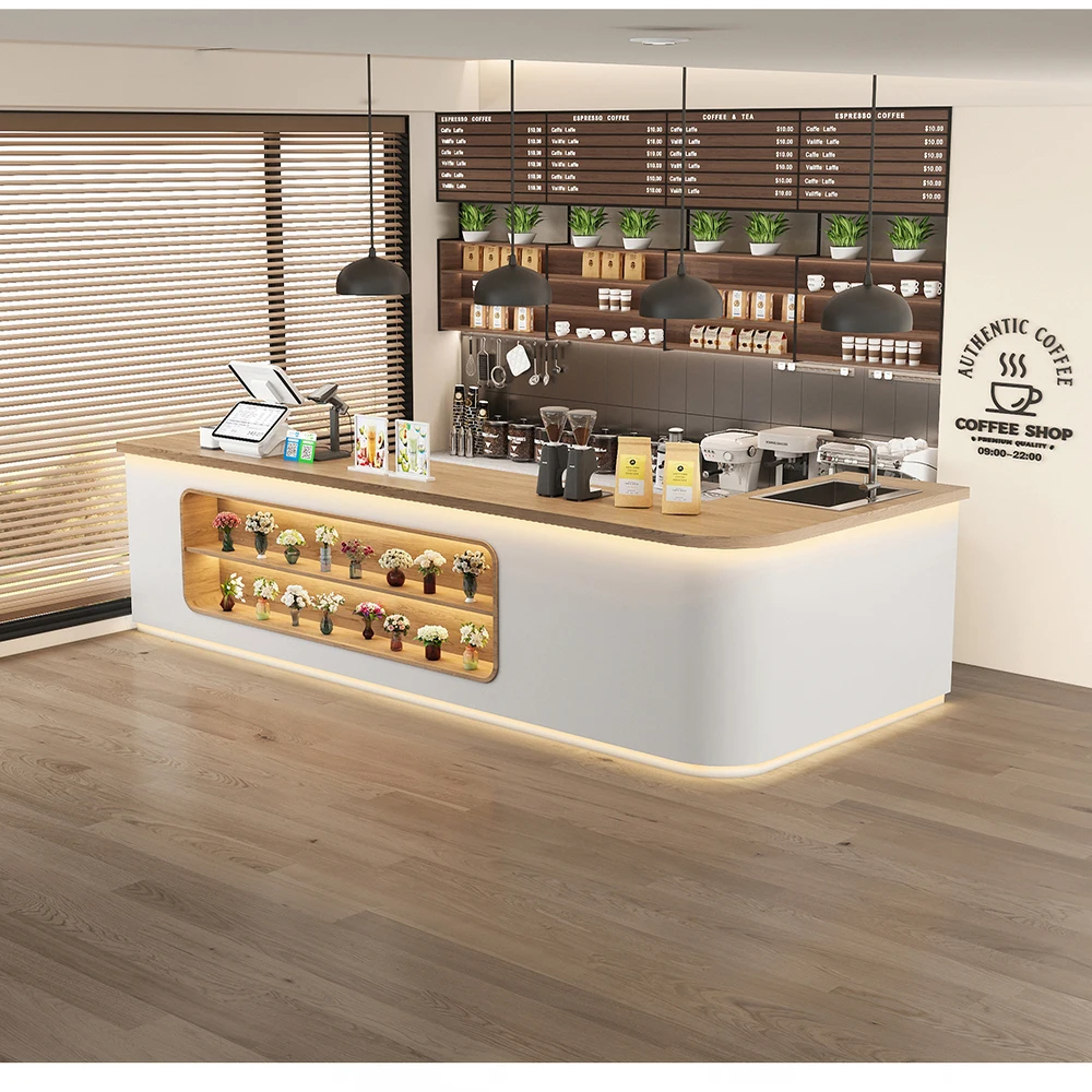 Coffee shop checkout page Flower shop operation table Fruit  Fruit cutting table Modern simple water bar table Milk tea shop