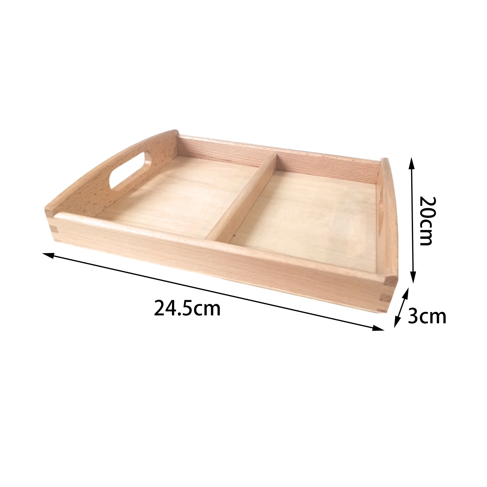 Montessori Wooden Sorting Tray Two Compartments Toys Holder for Card Display