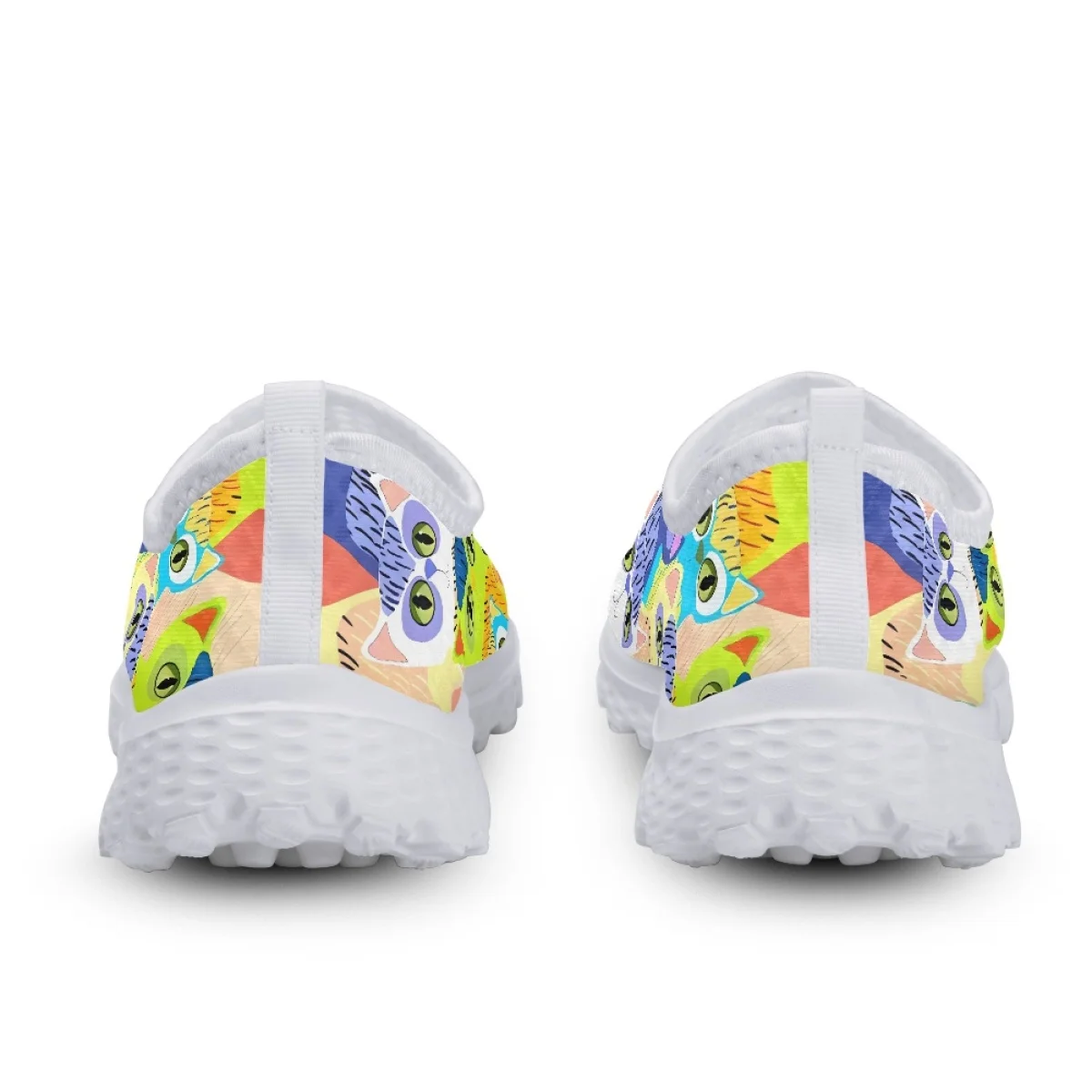 Colorful Cartoon Print Cat Ladies Spring Summer Mesh Shoes  Lightweight Indigenous Art Design Sneakers Classic Walking Footwear