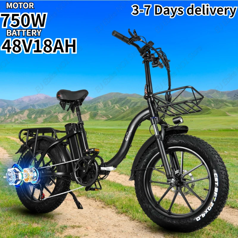 Ebike Folding 750W Motor 48V18AH Lithium Battery Aluminum Alloy Frame Electric Bicycle All-terrain 20*4.0 Fat Tire Electric Bike