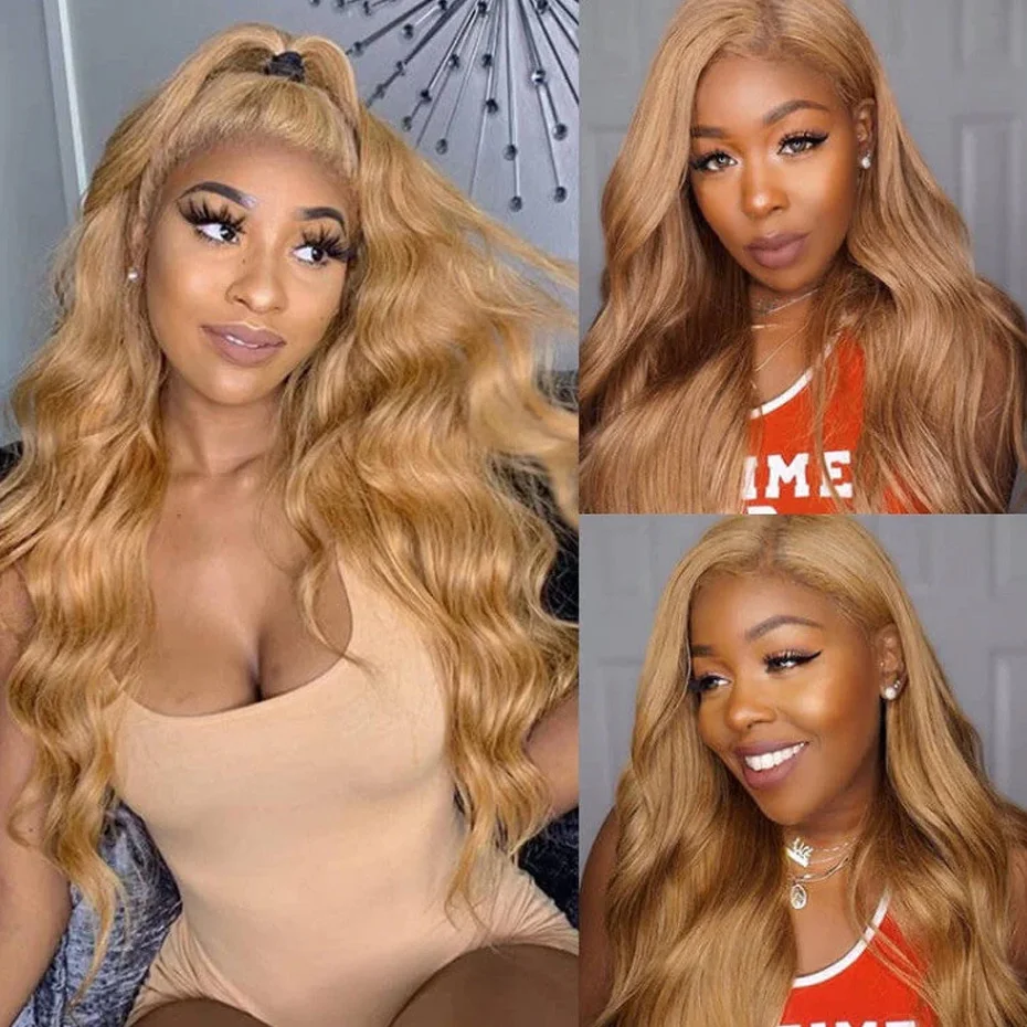 180% 210% Density 27# Colored Wig 13x6 Ash Blonde Lace Frontal Wig Human Hair Honey Blonde Body Wave Lace Frontal Wigs For Women image 2