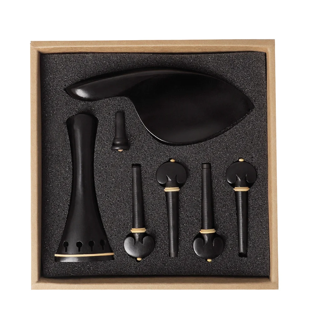 

1 set 1 Set 4/4 Spare Parts Kit Ebony Violin Accessories Tailpiece Chinrest Peg Endpin For Violin Fittings Instrument Components