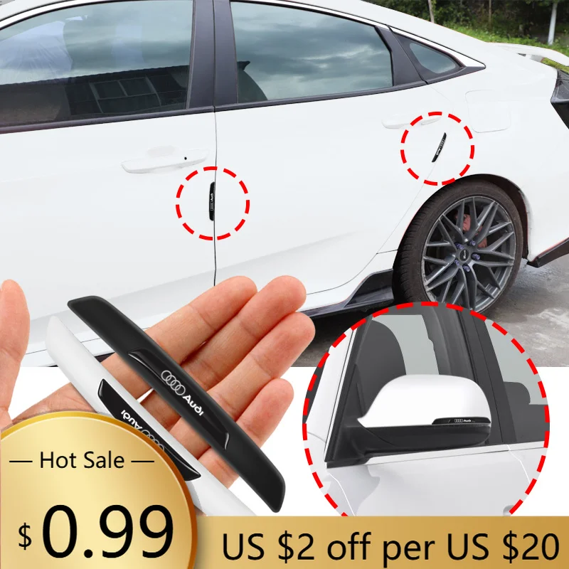 

Hub Caps 4pcs Car Logo Scratch Protector Strip Anti-collision Corner For Audi Sline Q7 Q8 RS3 A1 Q5 Q6 A4 A5 A6 A2 A3 A7 A8 Q1 Q