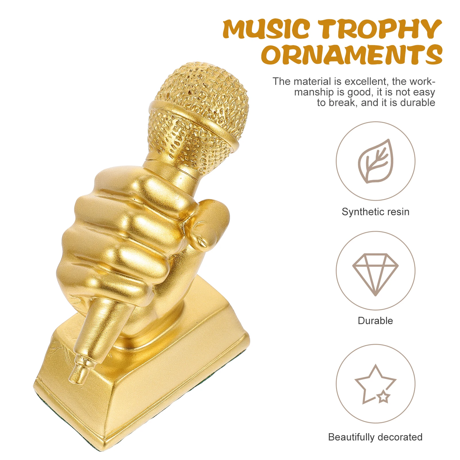 

Music Trophy Party Prize Retro Competition Mic Award Resin Microphone Girl Office