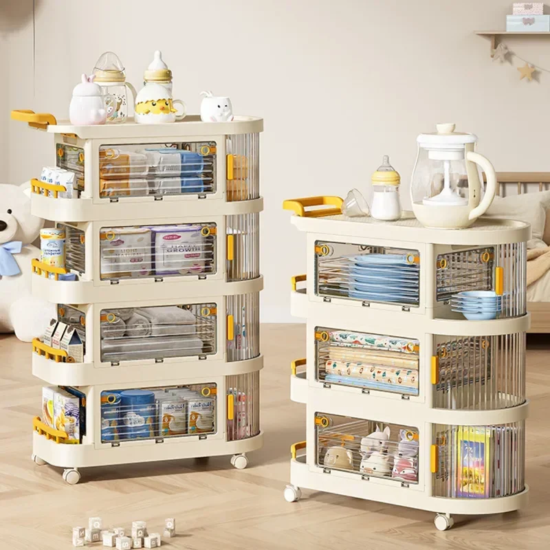 Baby Supplies Storage Rack Feeding Table Multifunction Storage Cabinet Multi-layer Living Room Move Cart Milk Bottle Organiz