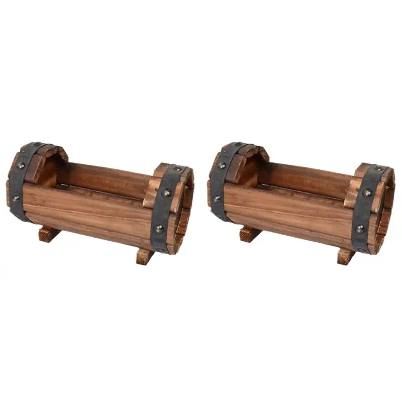 B97A-2X Wood Flower Pots Wedding Decoration Carbonized Antiseptic Wood Flower Boxes Balcony Succulents Wooden Flower Pots B