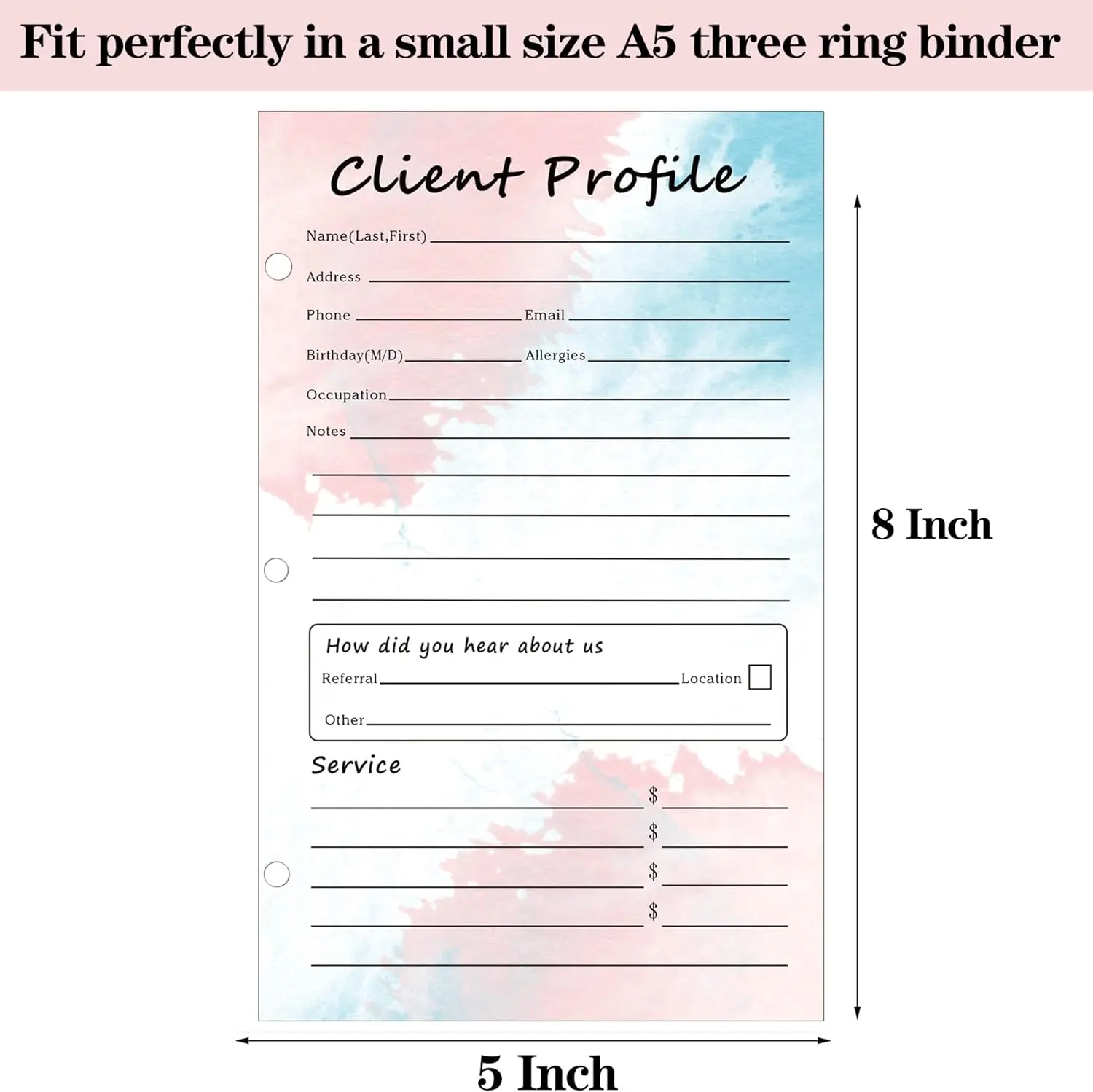 20Pcs Customer Information Card Client Profile Cards 5.5x8.5 Inch Client Contact Profile Record Cards Customer Information Cards