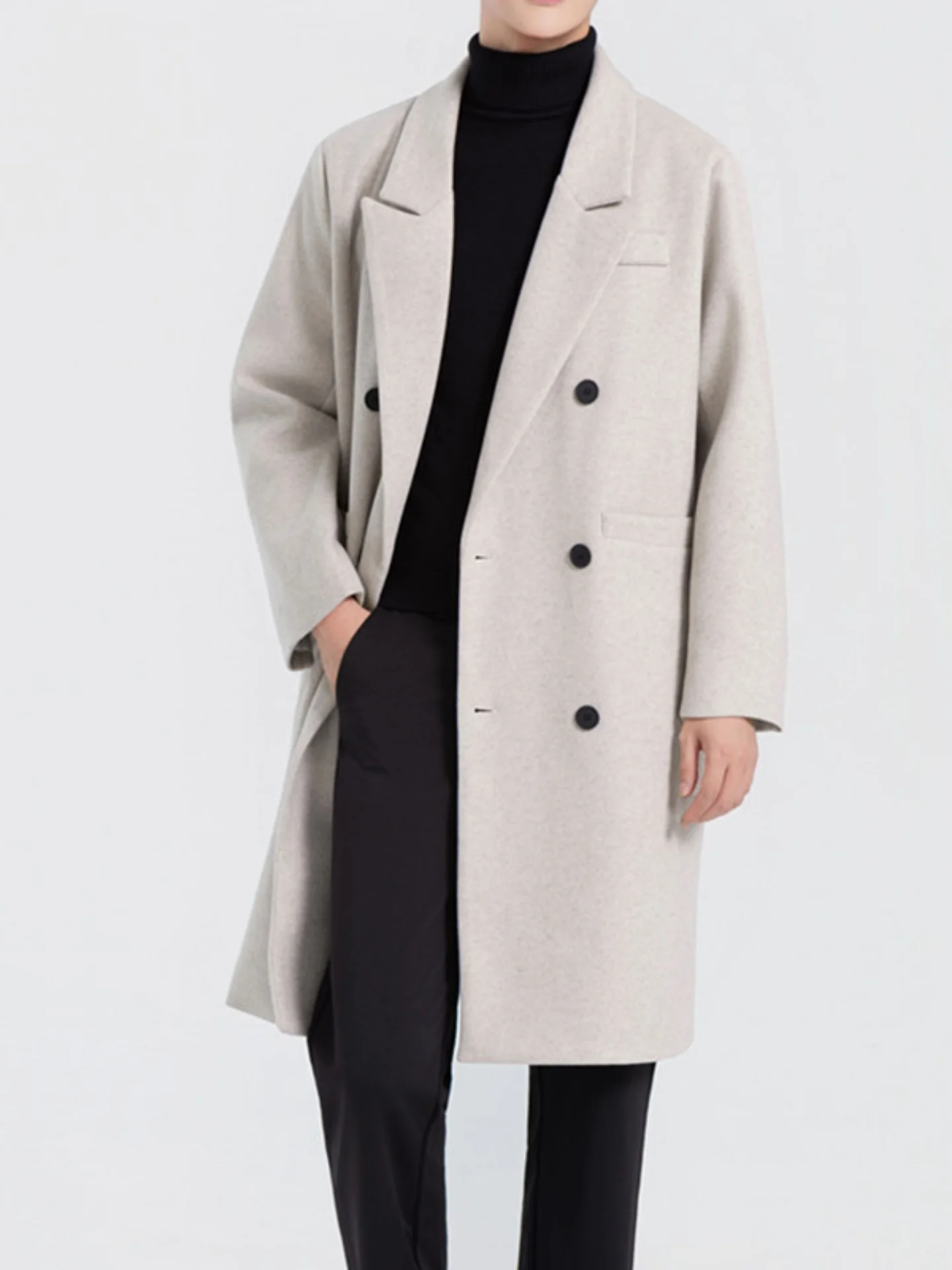 

Мужское шерстяное пальто средней длины, двубортное, осенне-зимнее, в британском стиле, модное, теплое, повседневное, прямого кроя, с застежкой спереди