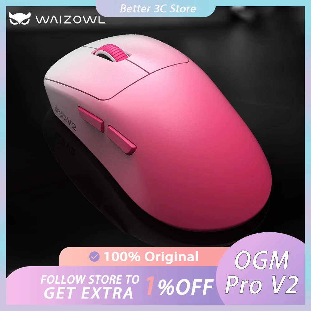 

Waizowl OGM Pro V2 Wireless Mouse 8K Return Rate Three Mode Paw3950 Sensor Gaming Mouse 49g Lightweight Pc Gamer Accessories