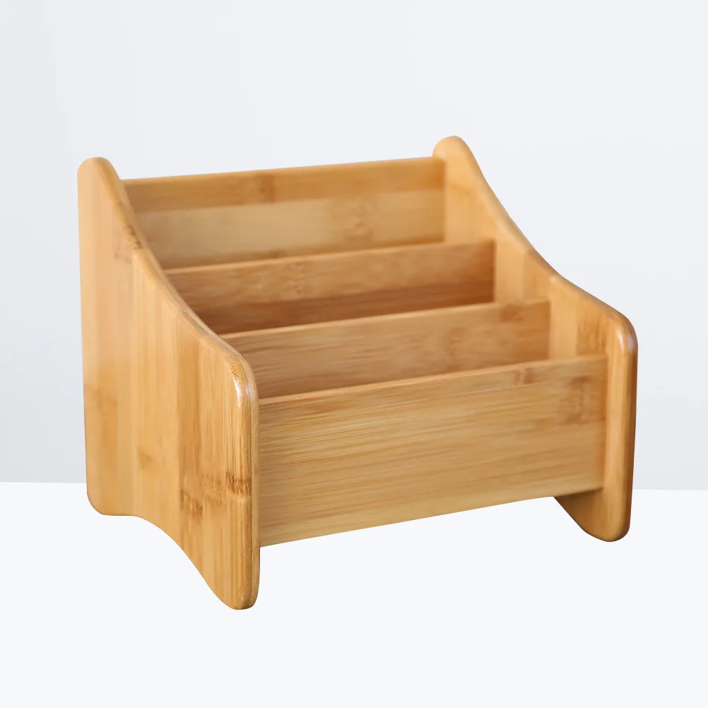 

Bamboo Storage Box Three Grids Multi-Function Desk Organizer Holder for Home Office Storage Remote Control Box