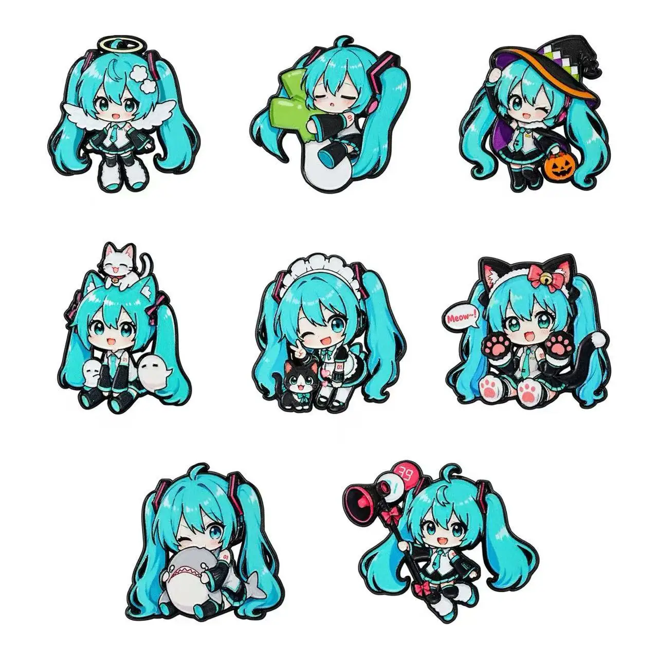 bi Virtual Singer Enamel Pins Cute Blue Hair Cartoon Figure Brooches Anime Fan Collection Lapel Badges for Bag