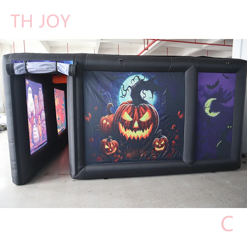 fast air shipping, 2024 new design Inflatable Haunted House for Halloween, funny inflatable maze haunted tent for kids n adults