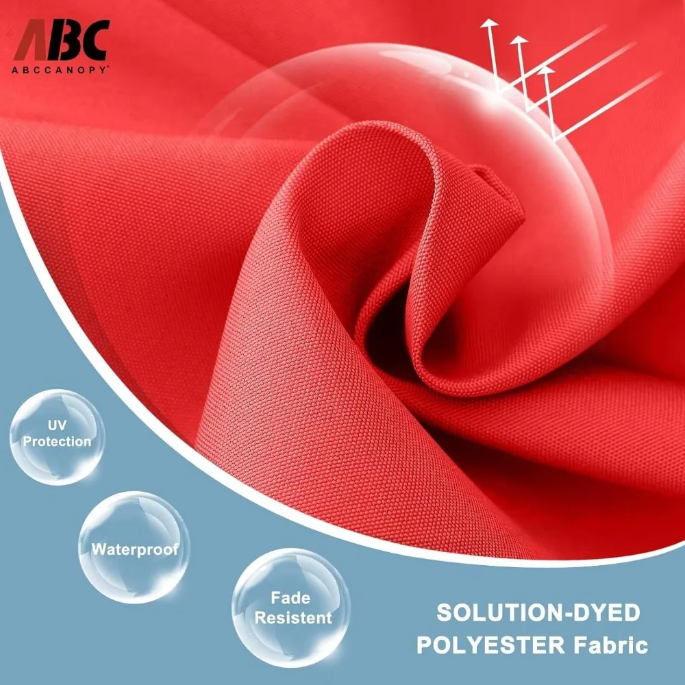 Durable Solar LED Patio Umbrella with 32 Lights, 9FT Red, Wind-Resistant for Outdoor Tables