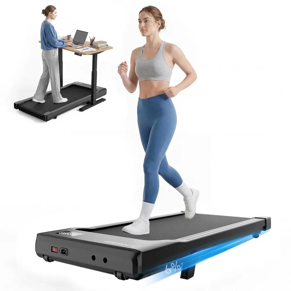 

6% Incline Walking Pad, 2.5HP Quiet Under Desk Treadmill with 300lbs Capacity, 3.8MPH, App & Remote Control,, Customized