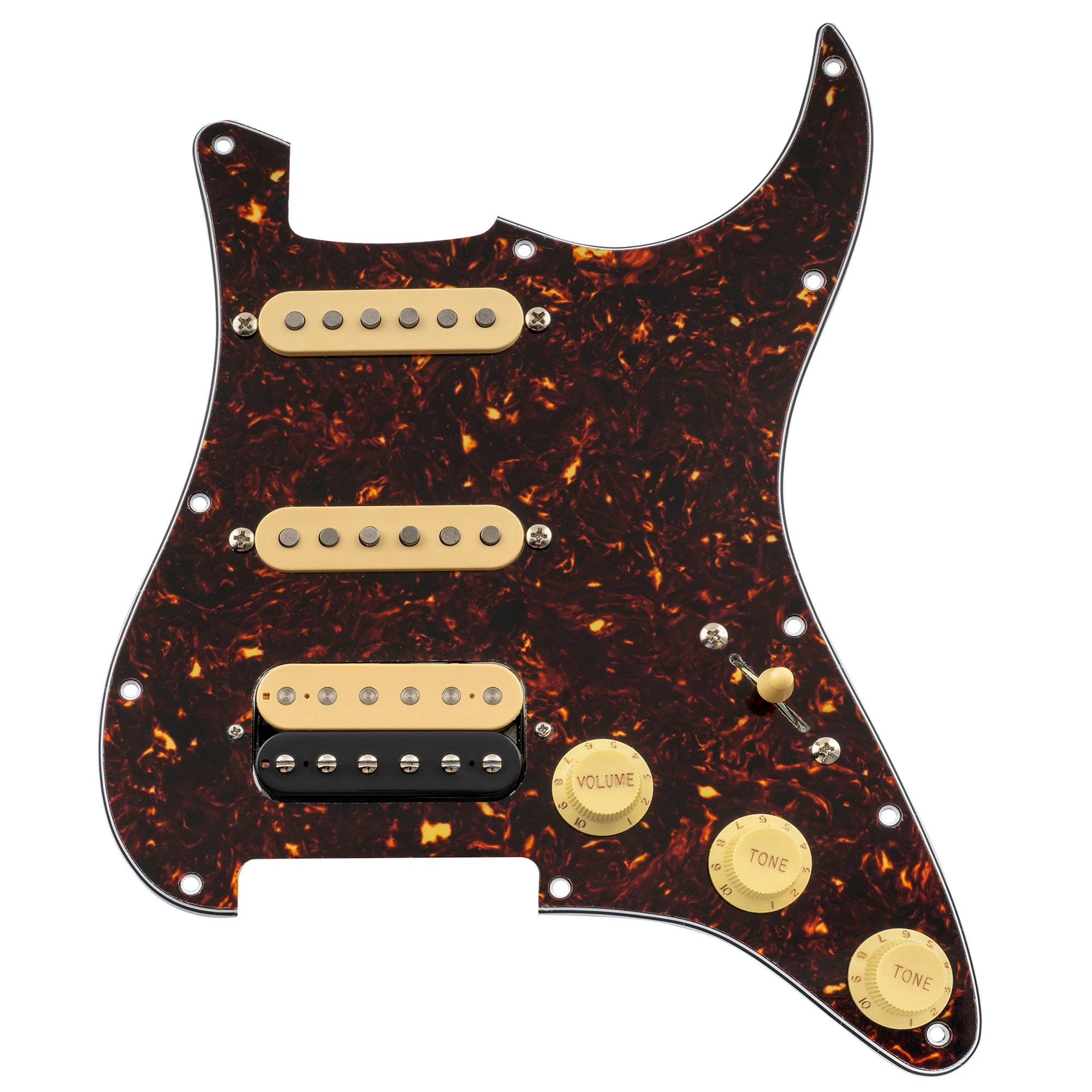 Musiclily Pro Auto-Split Pre-wired Standard HSS Pickguard with Artec Pickups Alnico 5 Magnet for ST Style Electric Guitar