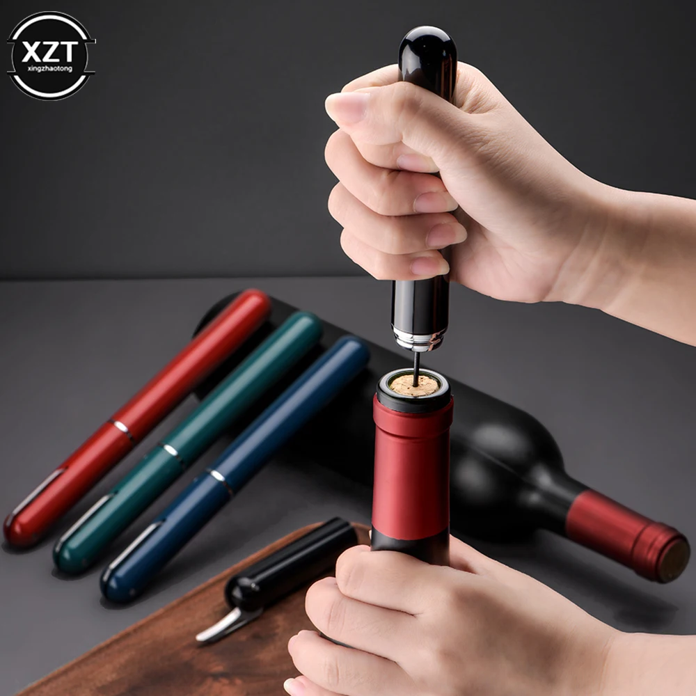 Air Pump Wine Bottle Opener Bar Tool Portable Safe Explosion Proof Stainless Steel Pin Wine Corkscrew Openers with Foil Cutter