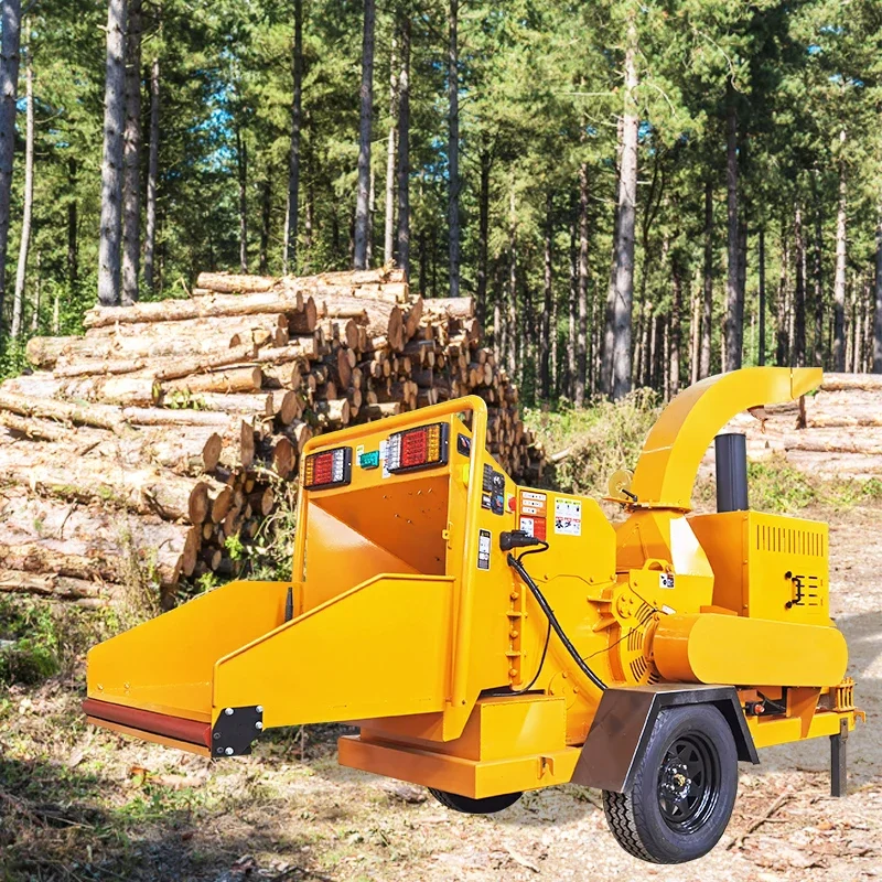 Forestry Machinery Mobile Industrial Wood Chipper Shredder Chipping Branch crusher drum wood chipper machine