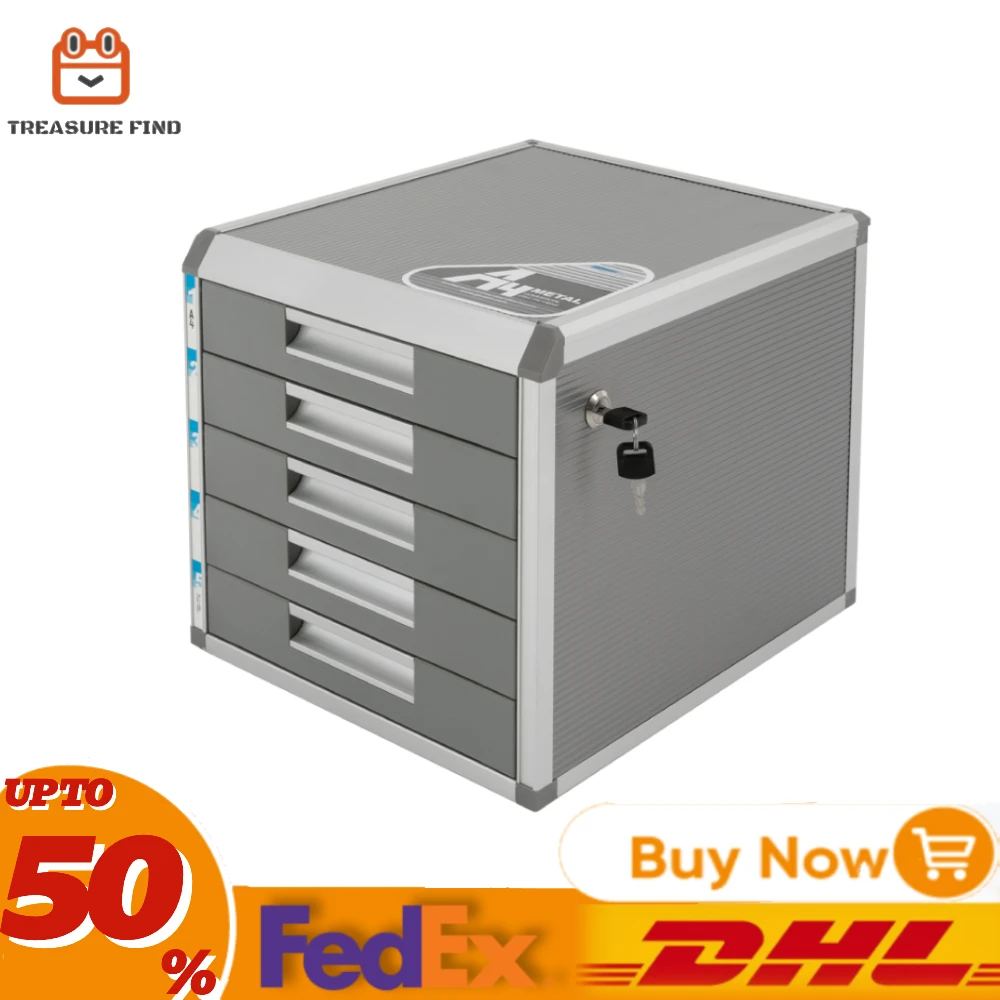 Aluminum Alloy 5-Drawer File Cabinet: Durable, Secure Lock, Large A4 Capacity & Space-Saving Design