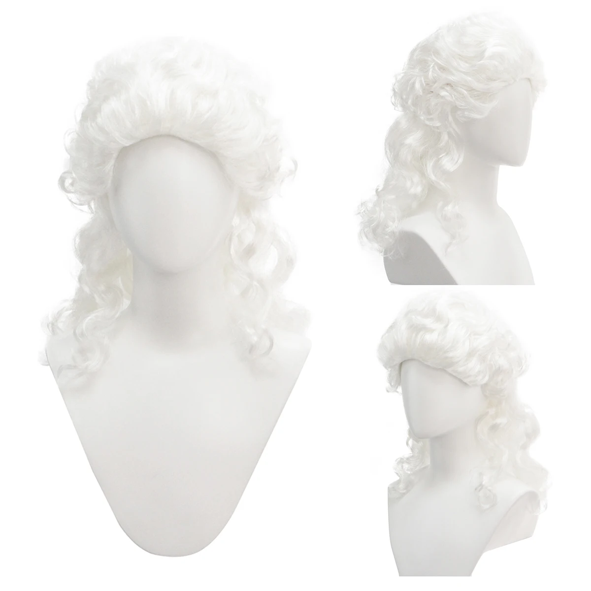 White High Quality Synthetic Fiber Heat Resistant Durable Curly Wig Baroque Court Style Big Curls Fluffy Voluminous Long Hair Adjustable Cap for Women Men Costume Cosplay Party Halloween Masquerade Theatre Stage Show Historical Reenactment Role Play