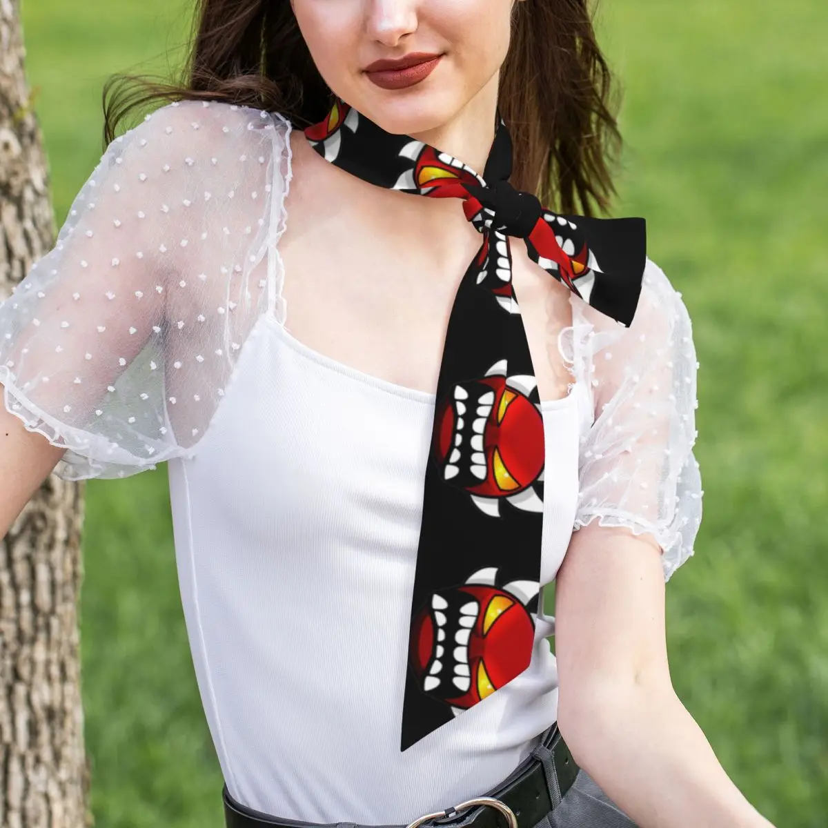 Video Game Geometry Dash (1) Women Long Narrow Scarf Soft Skinny Scarf Multi-use Neck Head Wrap for Office Daily Party