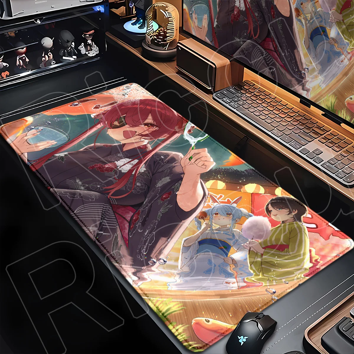 Laptop-Büro-Schreibtischunterlage Kawaii Mädchen Rutschfeste Mausmatte Gaming-Tastaturteppich Hololive Houshou Marine Anime Mauspads 900x400mm – Detail 3