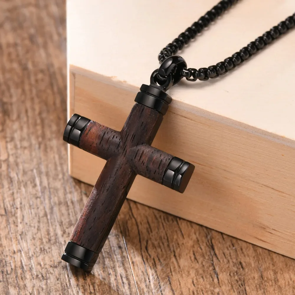 Collier croix de fleur de poire en acier titane à la mode, pendentifs de prière catholique Hip Hop pour hommes, bijoux Talisman de fête