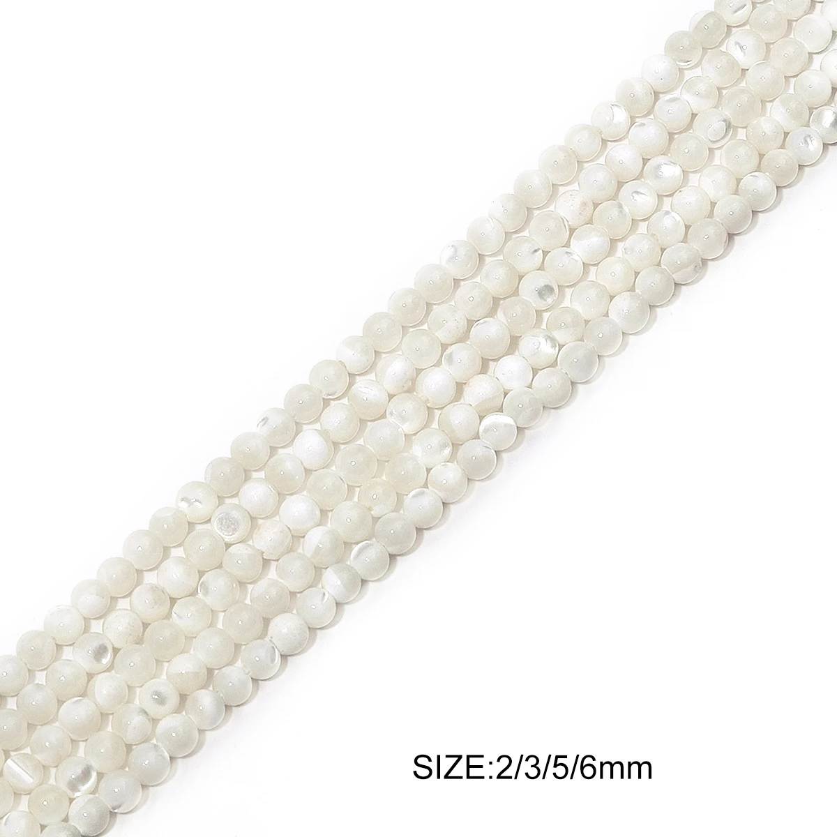 2/3/5/6mmWholesale Natural shell Beaded White Round shape craft shell loose beads For jewelry making DIY Bracelet necklace acces - view 4