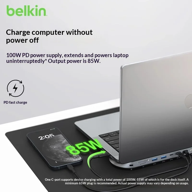 حامل محطة إرساء سطح المكتب 11 في 1 من Belkin متعدد المنافذ لأجهزة الكمبيوتر المحمولة Apple وMacBooks يدعم توسيع عالي الدقة ثلاثي الشاشات #5