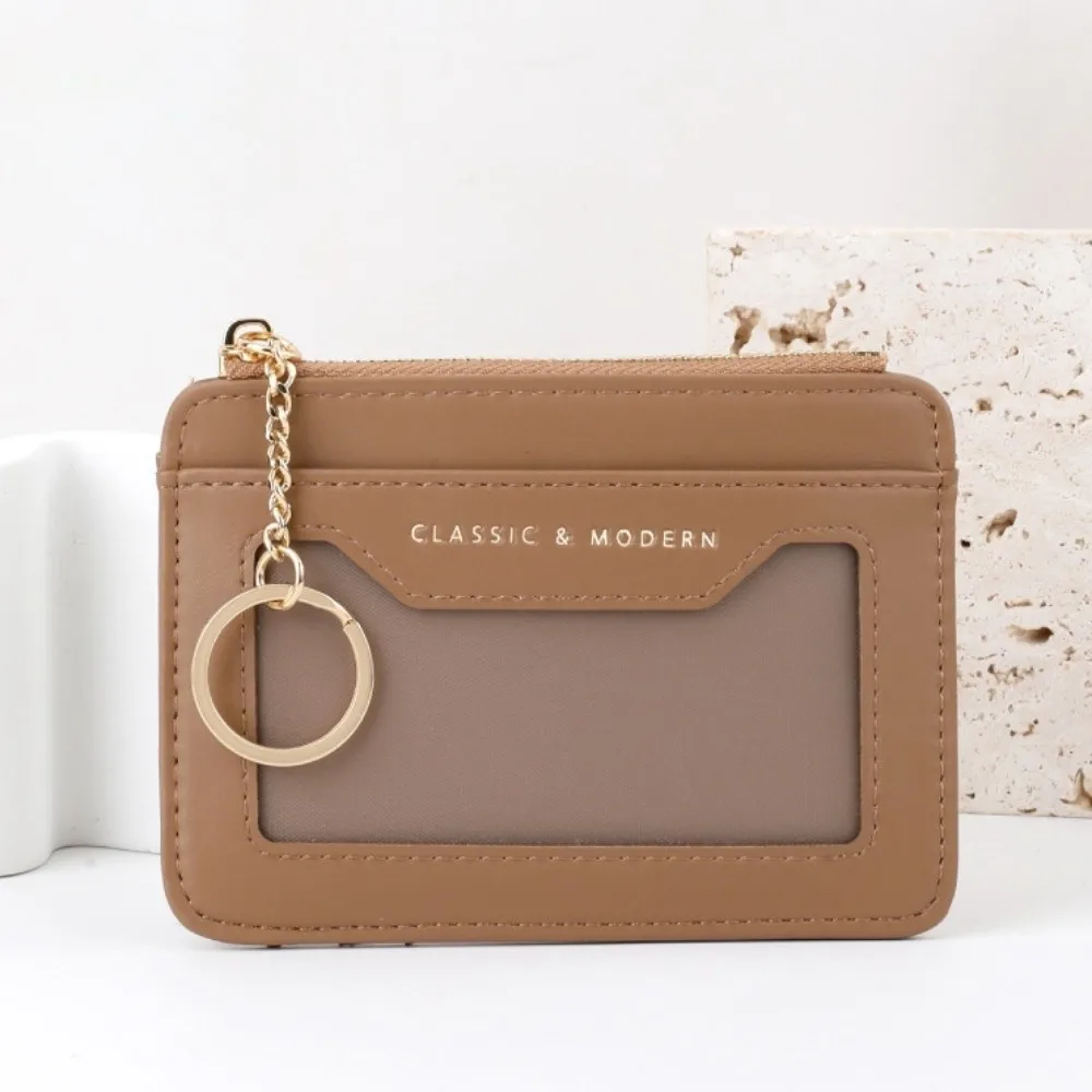 

Card Holder With Keychain Hanging Card Bag PU Leather Thin Pocket Coin Purse Waterproof Multifunction Multi-card Wallet Outdoor