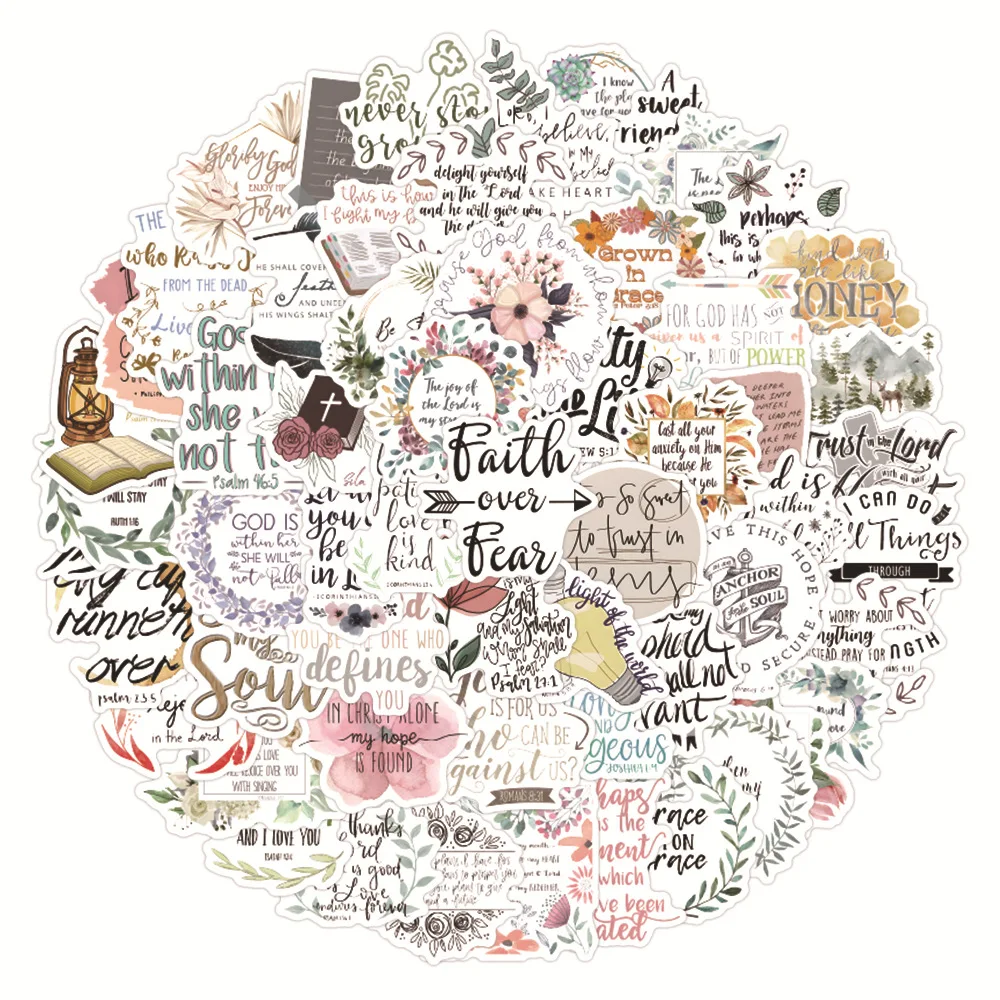 100 pièces Bible dessin animé Graffiti autocollant créatif Scrapbook voiture cahier planche à roulettes étanche téléphone ordinateur portable bricolage décalcomanie décor autocollant