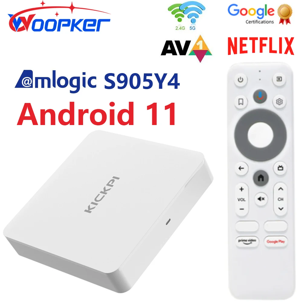 

Woopker Tv Box Kickpi Kp1 Google Tv Android 11 Amlogic S905Y4 Netflix Certification 4K 2Gb 32Gb Av1 1080P 4K 2.4G&5G Wifi Bt5.0