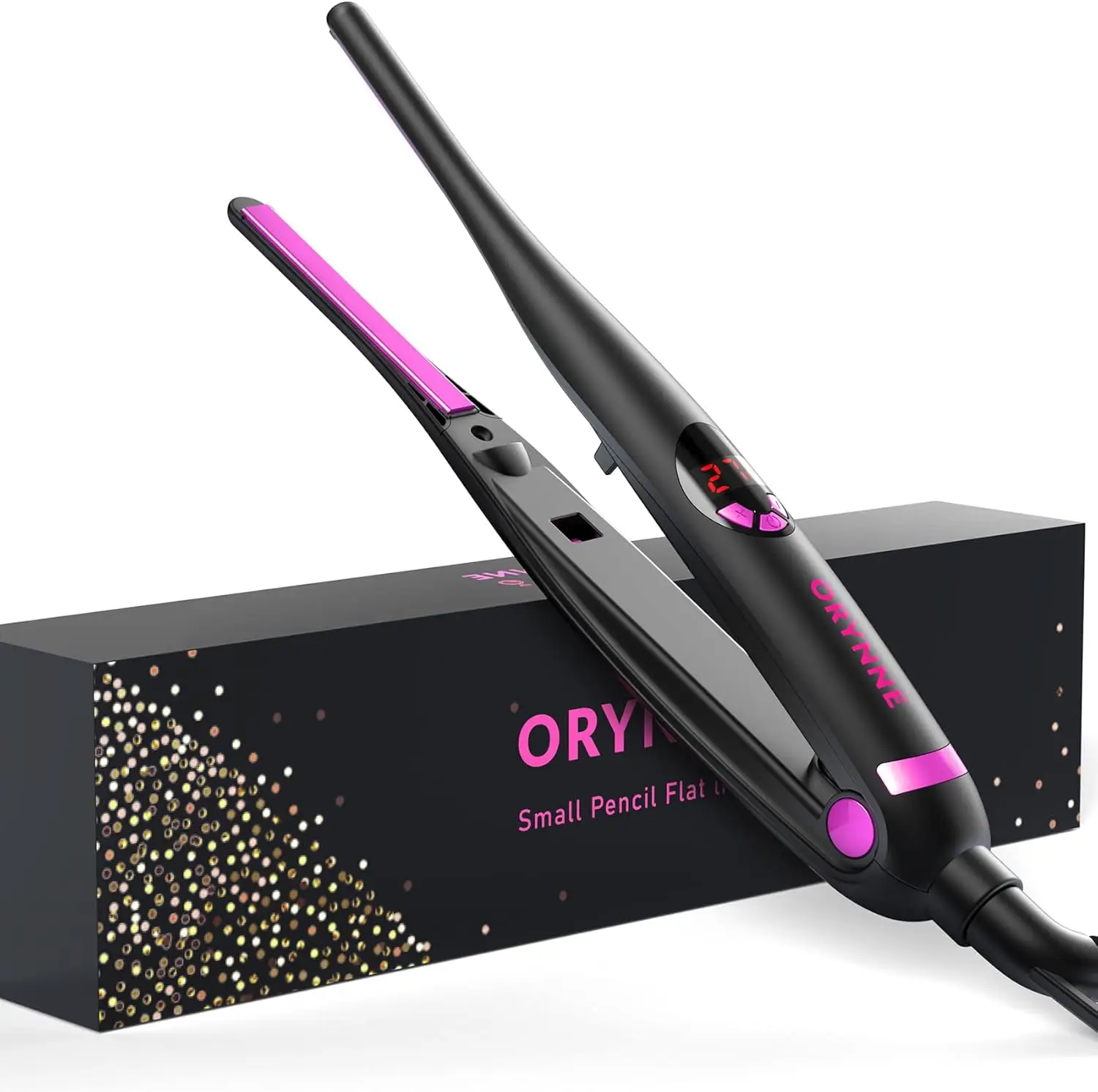 

5s Fast Heat Up Mini Flat Iron for Short Hair, Edges & Bangs, 3/10'' Narrow Plate with Digital Temp Control, Travel Size