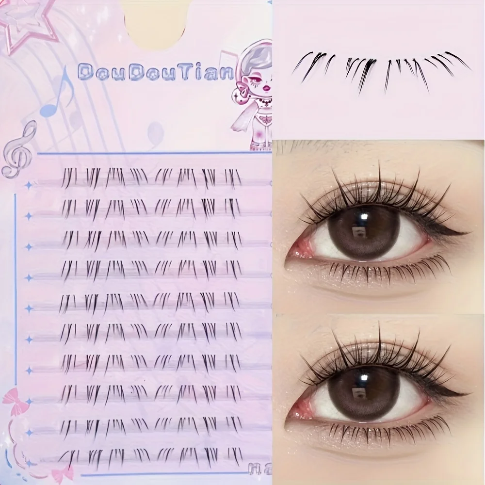 

Помогите мне оптимизировать создание трех различных типов названий для продукта: накладные ресницы Doudoutian Night Comic, 80 отдельных пучков, в японском и корейском стиле, сегментированные, не требуют снятия для непрерывного использования, подходят для 