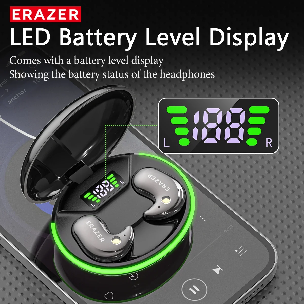 EARZER XF58 In-Ear Bluetooth Headphones With Microphone Translator Earphones TWS Sport Wireless Earbuds Comfort Ultra-thin MP3 view 4