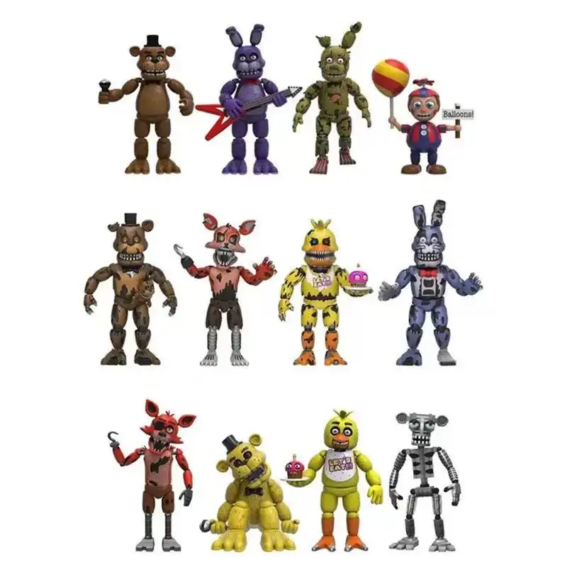 4pcs/set FNAF At Five Nights Security Breach Action Figures Bonnie Foxy Toy 5 Fazbear Bear Game Model Doll Kids Toy For Gift 5cm