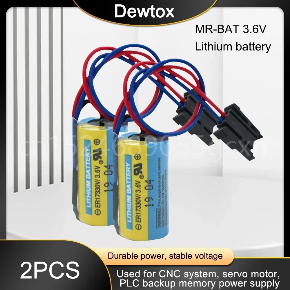 2PCS MR-BAT ER17330V Programmable Controller Battery 3.6V 1700mAh ER2 / 3A 17330 Lithium Ion Battery PLC Servo Battery with Plug