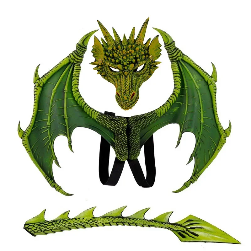 Costume de dragon animal pour enfants, cadeau d'Halloween Pourim, fête de carnaval, ensemble de cosplay pour garçon, queue d'aile, jour des enfants, 5 à 14 ans