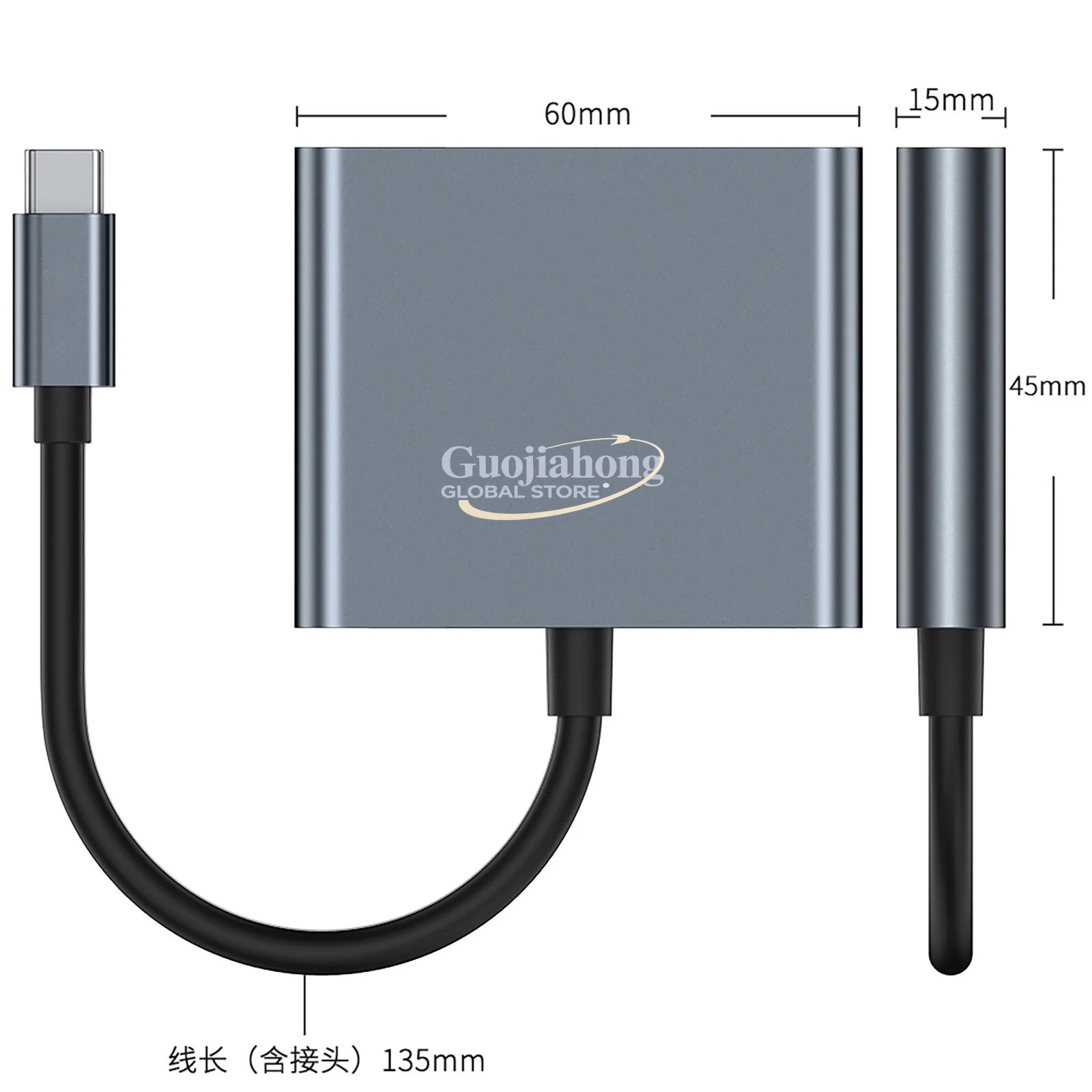 Cross-border usb-c to hd three-in-one mi docking station 60hz hub hub3.0  TYPE-C to high definition + USB3.0 + PD