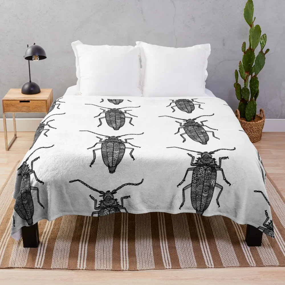 Zentangle Palo Verde Beetle Throw Blanket Bed covers wednesday Blankets