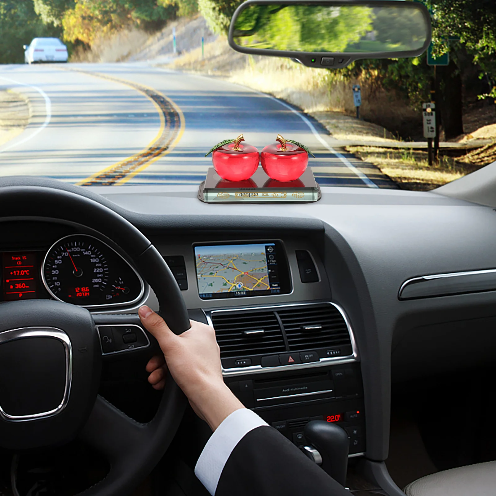 

Shining Crystal Decor for Car Interior Red Desktop Ornament Home Office Tabletop Decoration Festive Christmas Gift Choice